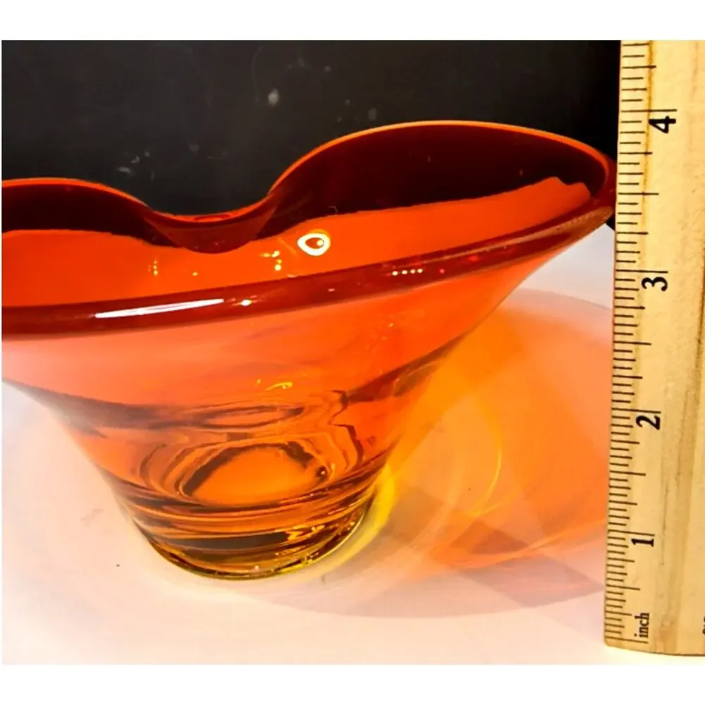 1857.  Vintage Viking Bon Bon Abstract Spouted MCM Bowl Glass Art